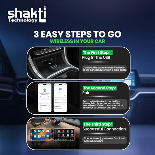 Shakti Technology RideWave 2-in-1 Wireless Carplay Adapter – Wireless Carplay & Android Auto, Bluetooth Connectivity, Only for Cars with OEM Installed Wired Android Auto/CarPlay - 6 Months Warranty - Image 4