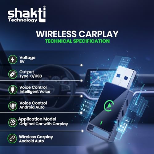 Shakti Technology RideWave 2-in-1 Wireless Carplay Adapter – Wireless Carplay & Android Auto, Bluetooth Connectivity, Only for Cars with OEM Installed Wired Android Auto/CarPlay - 6 Months Warranty - Image 2