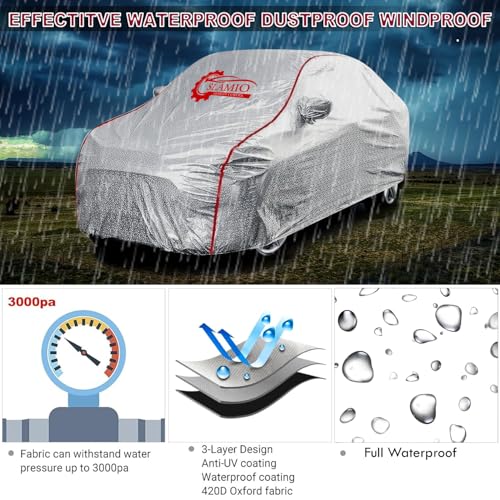 Slamio Car Cover for Kia Carens Clavis 2025-2026 Model | Waterproof, Dustproof, UV Resistant | All-Weather Protection with Mirror Pockets | Custom Fit, Triple Stitch (Metallic Silver) - Image 4