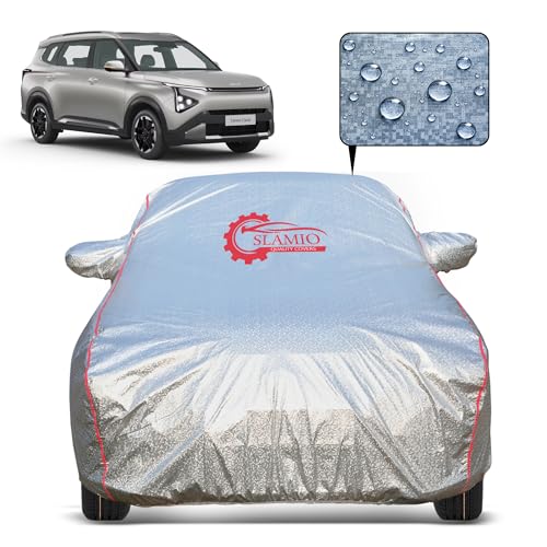 Slamio Car Cover for Kia Carens Clavis 2025-2026 Model | Waterproof, Dustproof, UV Resistant | All-Weather Protection with Mirror Pockets | Custom Fit, Triple Stitch (Metallic Silver) - Image 1