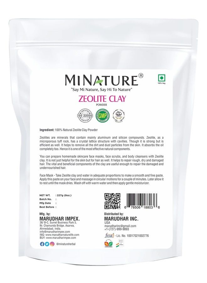 minature Zeolite Clay powder by mi nature | Zeolite clay | 227g(8 oz) | Absorbs excess oil | Skincare face masks, face scrubs, and body cleansers |Repair Damaged Hair | Vegan | 100% Natural - Image 4