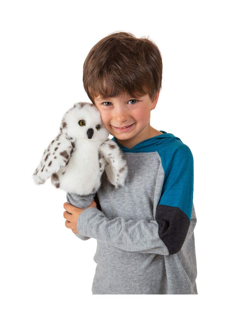 Folkmanis Little Snowy Owl Little Puppet, White, Gray, Black  - Image 3