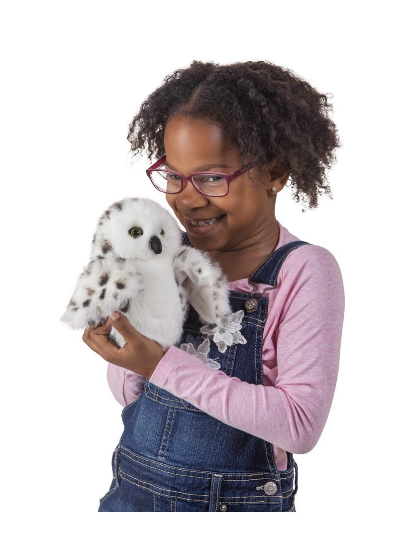 Folkmanis Little Snowy Owl Little Puppet, White, Gray, Black  - Image 4