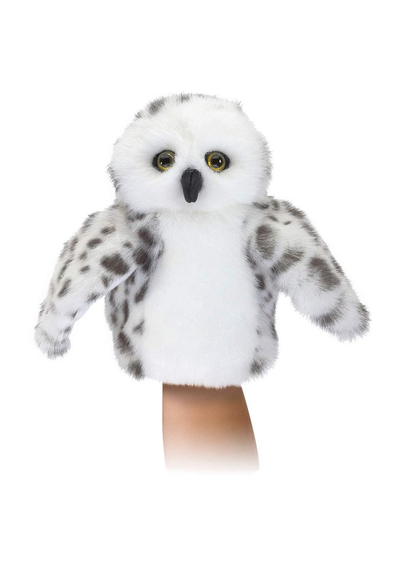 Folkmanis Little Snowy Owl Little Puppet, White, Gray, Black  - Image 1