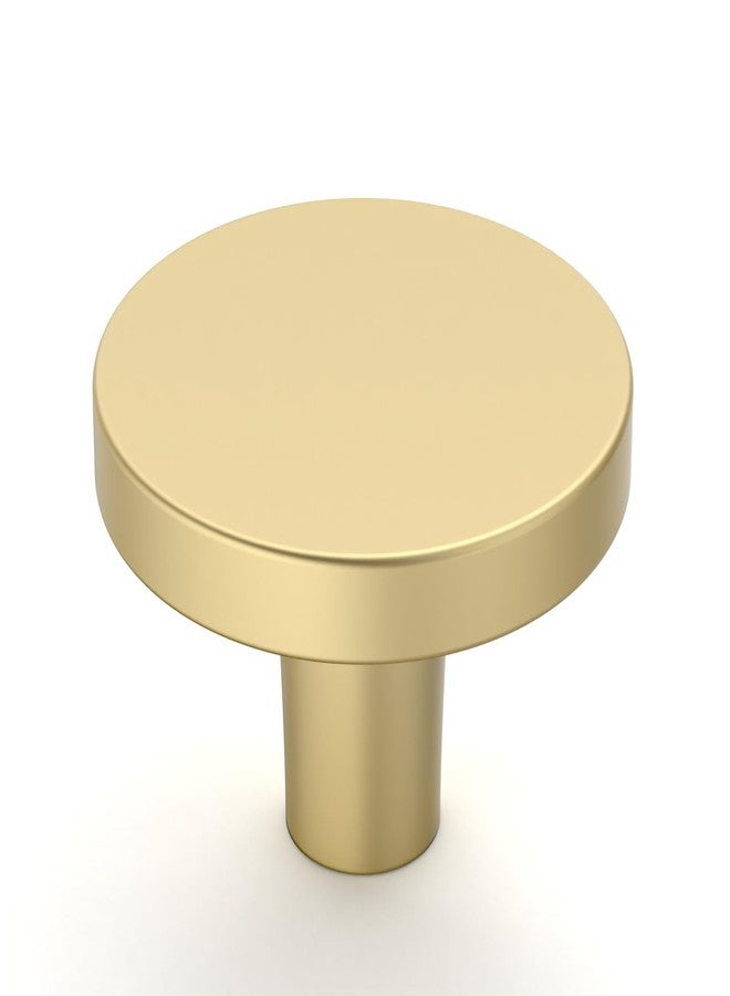 Amerdeco 10 Pack Brushed Gold Cabinet Knobs Single Hole Cabinet Pulls 1 Inch (30MM) Diameter Round Drawer Knobs and Pulls for Bathroom Cabinets K0021 - Image 1