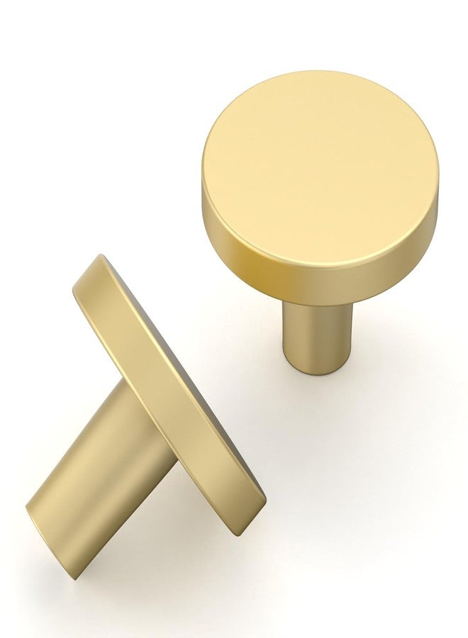 Amerdeco 10 Pack Brushed Gold Cabinet Knobs Single Hole Cabinet Pulls 1 Inch (30MM) Diameter Round Drawer Knobs and Pulls for Bathroom Cabinets K0021 - Image 2
