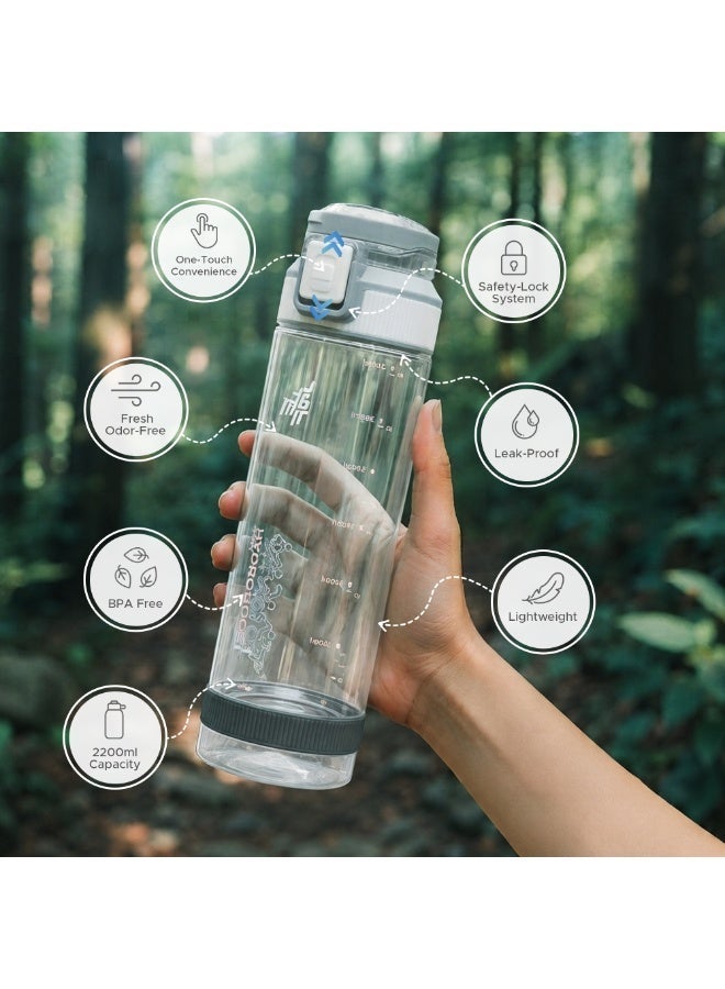 TR6 Hydra Boost Sport Clear Gym Bottle Leak Proof BPA Free Flip Lock Lid Carry Holder Lightweight for Gym Office Travel Hydration Tracker with Markings 790ml (White, 790 ml) - Image 4