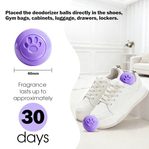 SCENTORINI Shoe Deodorizer Balls, 8 Pack Lavender Scent Sneaker Deodorizer Balls, Odor Eliminator for Smell Shoes Boots, Long Lasting Shoe Freshener for Gym Bags, Drawers and Small Spaces - Image 3