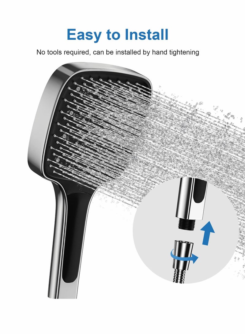 SYOSI Shower Head, Handheld High Pressure 3 Adjustable Mode Save Water Square Multi-function Shower Head for Bathroom Fits Your Shower Hose  - Image 4