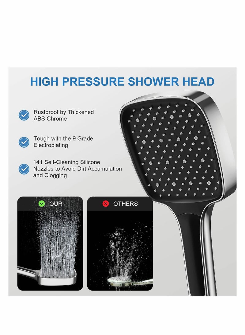 SYOSI Shower Head, Handheld High Pressure 3 Adjustable Mode Save Water Square Multi-function Shower Head for Bathroom Fits Your Shower Hose  - Image 2