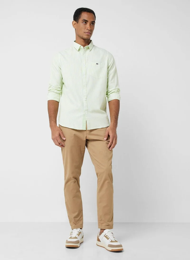 Thomas Scott Thomas Scott Men Olive Green Smart Slim Fit Opaque Casual Shirt