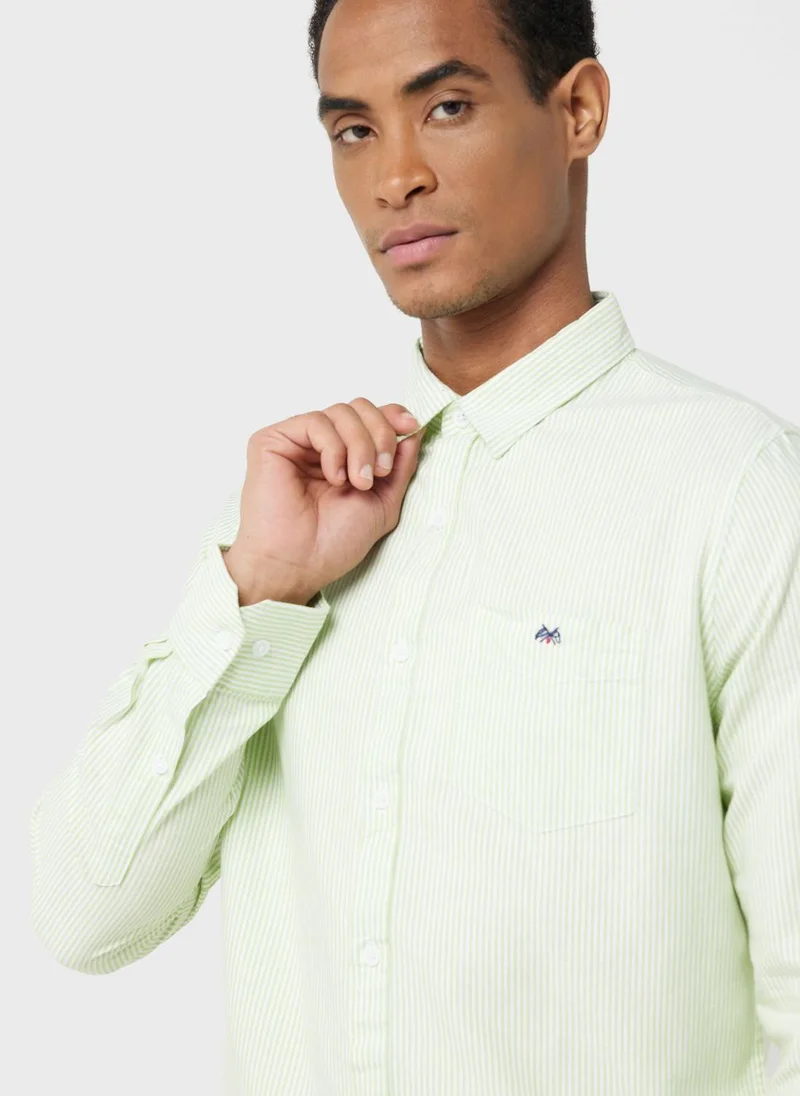 Thomas Scott Thomas Scott Men Olive Green Smart Slim Fit Opaque Casual Shirt