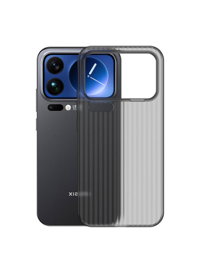 Kmaxai Case For Xiaomi 17 Pro Max, Mi17promax Protective Cover, Ultra-thin Frosted Pp Shell, Full Coverage Anti-slip Semi-transparent Simple Heat Dissipation Outer Case, Corrugated Pattern - Transparent Black - Image 2