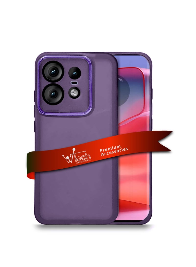 Wtech Motorola Edge 50 Pro 5G 2024 Soft Transparent TPU Silicone Ultra Thin Phone Stylish Electroplated Camera Border Back Case Cover - Eggplant Purple - Image 1