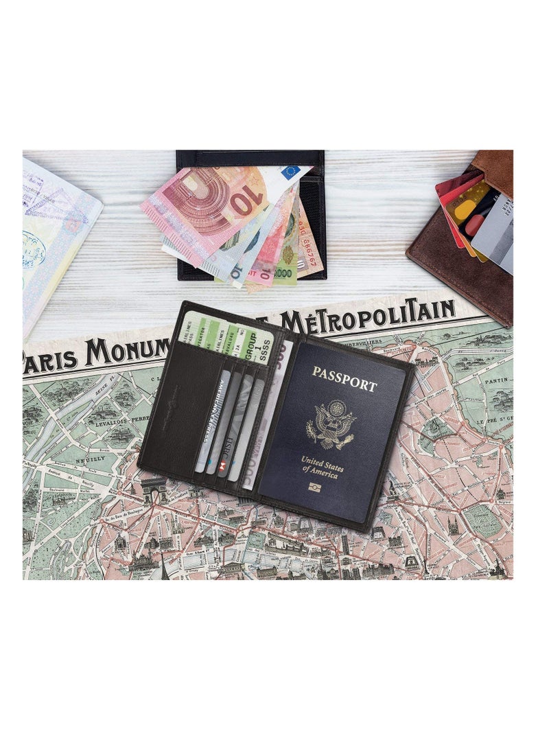 ALLKING AM leather Black Unisex Passport Holder (AM076) - Image 4