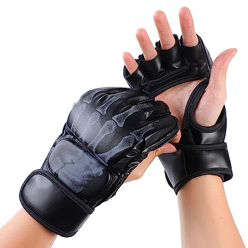 Optifit® Boxing Gloves for Adult PU MMA Gloves with Wrist Wrap Fingerless Boxing Gloves EVA Foam Insert Sport Gloves for Boxing, Muay Thai and Sparring Sessions - Image 1