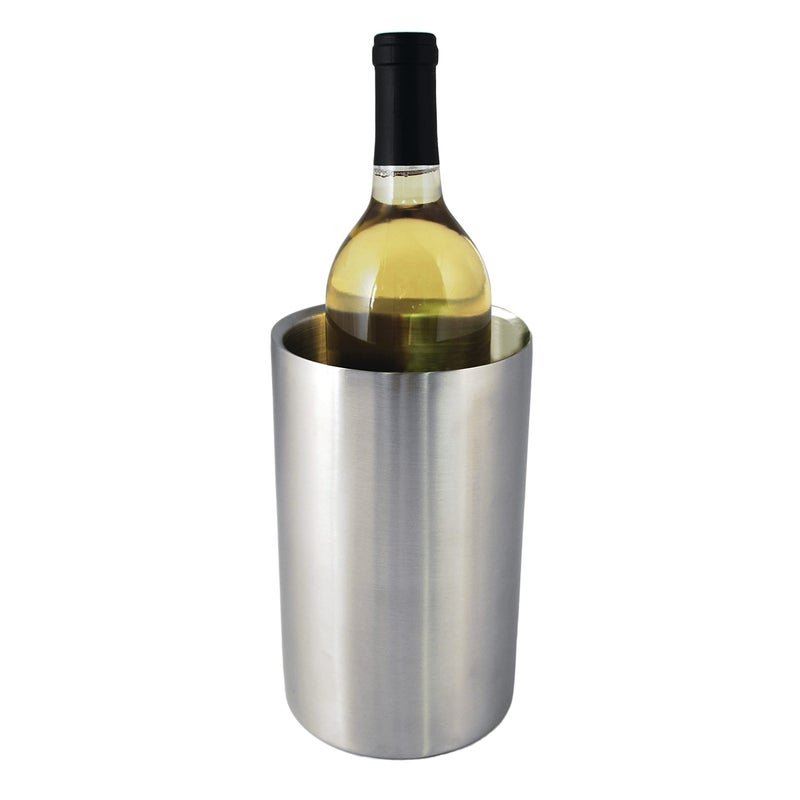 True Cellar Wine Chiller Double Walled Stainless Steel Bottle Chiller No Ice Needed Fits Standard Bottles Silver Set of 1