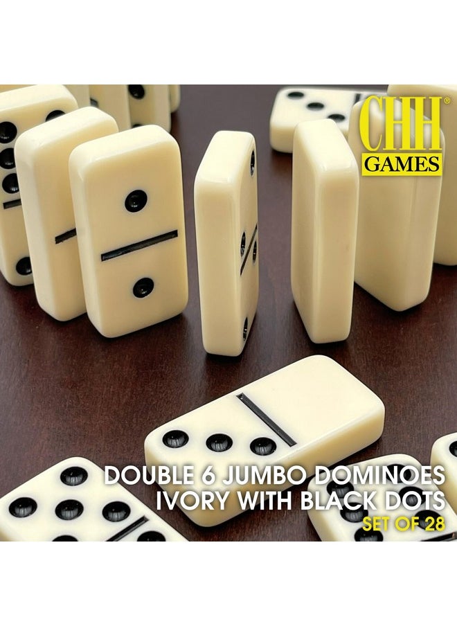 CHH CHH Black/Cream Color Double 6 Jumbo Size Domino Tiles in Cardboard Box  - Image 2