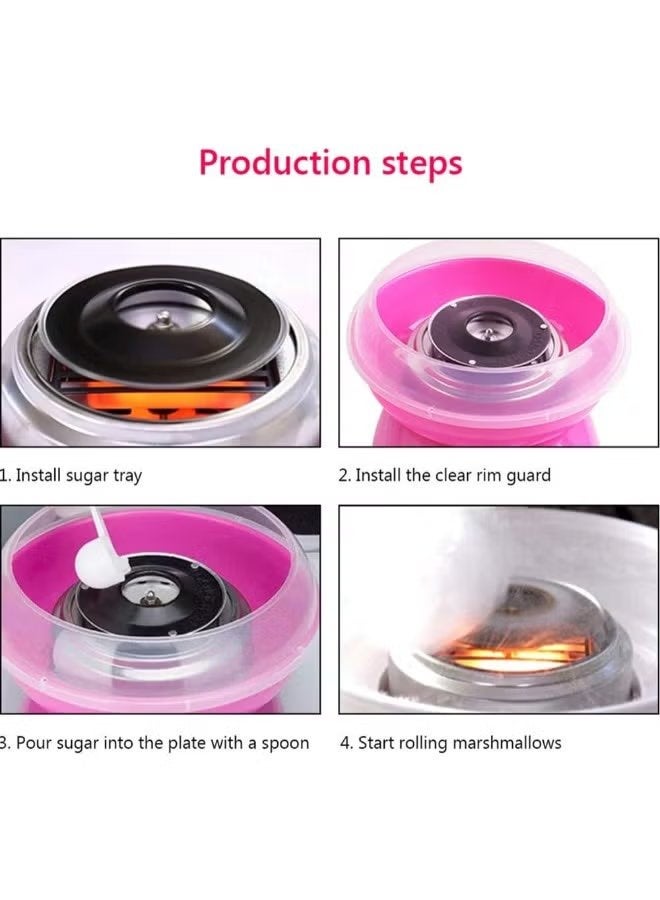 تايجر Portable Pink Cotton Candy Machine 500W Electric Candy Floss Maker with Stainless Steel Bowl, PP Housing, DIY Sweet Dessert Maker for Home, Birthday Parties and Family Fun - Image 5