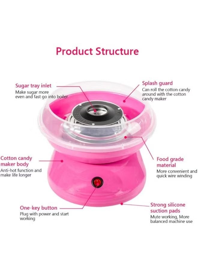 تايجر Portable Pink Cotton Candy Machine 500W Electric Candy Floss Maker with Stainless Steel Bowl, PP Housing, DIY Sweet Dessert Maker for Home, Birthday Parties and Family Fun - Image 4