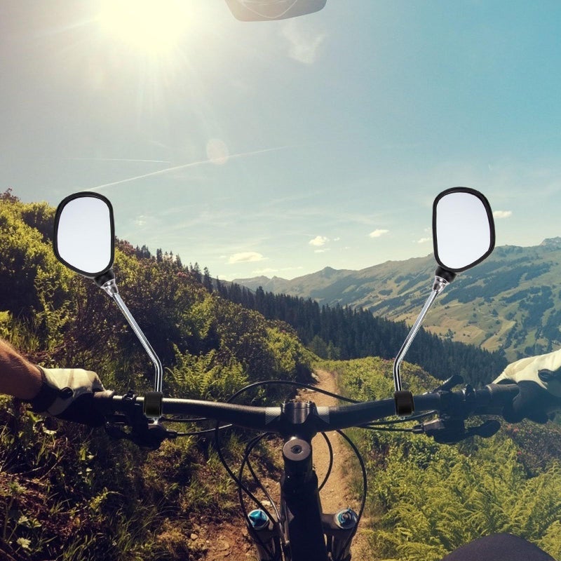 Wear Resistant Flat Reflective Lens Bike Mirror Pair Compatible Mountain And Electric Bikes - Image 5