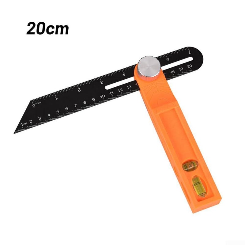 Aluminum Alloy Angle Ruler Set 20cm With Tri Square Sliding T Bevel And Level Ruler - Image 3