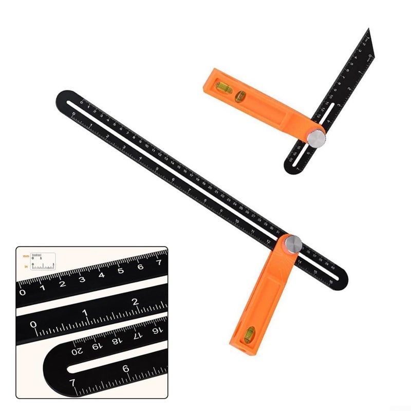 Aluminum Alloy Angle Ruler Set 20cm With Tri Square Sliding T Bevel And Level Ruler - Image 4