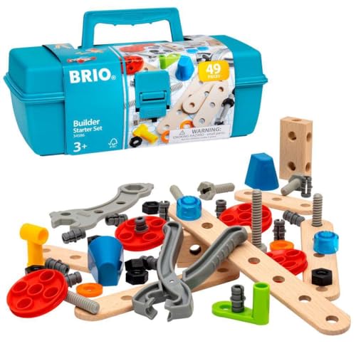 BRIO Builder Starter Set 34586 - Comprehensive 49 Piece STEM Building Set - Enhanced with Wood and Plastic Pieces - Ideal Learning Toy for Kids Aged 3 and Up - MESH Accredited - Image 1