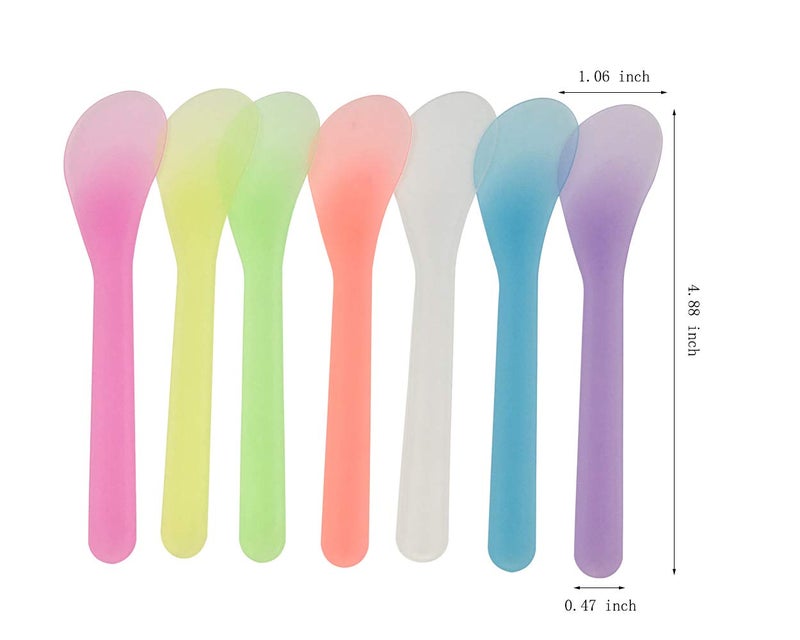 QsQueen 100 PCS Cosmetic Spatula for Makeup Face Mask Plastic Spoon Disposable Makeup Tools for Mixing and Sampling 4.88'' x 1.06" Random Color - Image 4