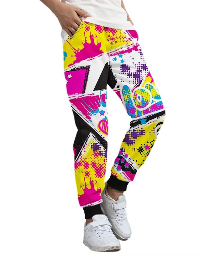 BINPAW Little Boys Printed Pants Christmas Cool Funny 3D Graphic Print Sports Drawstring Jogger Sweatpants for Kids, B-Graffiti, 6-7 Years = Tag 130 - Image 3