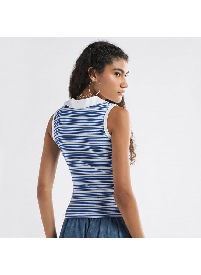 FAV Striped Collared Sleeveless Top  - Image 3