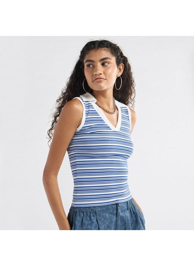FAV Striped Collared Sleeveless Top  - Image 1