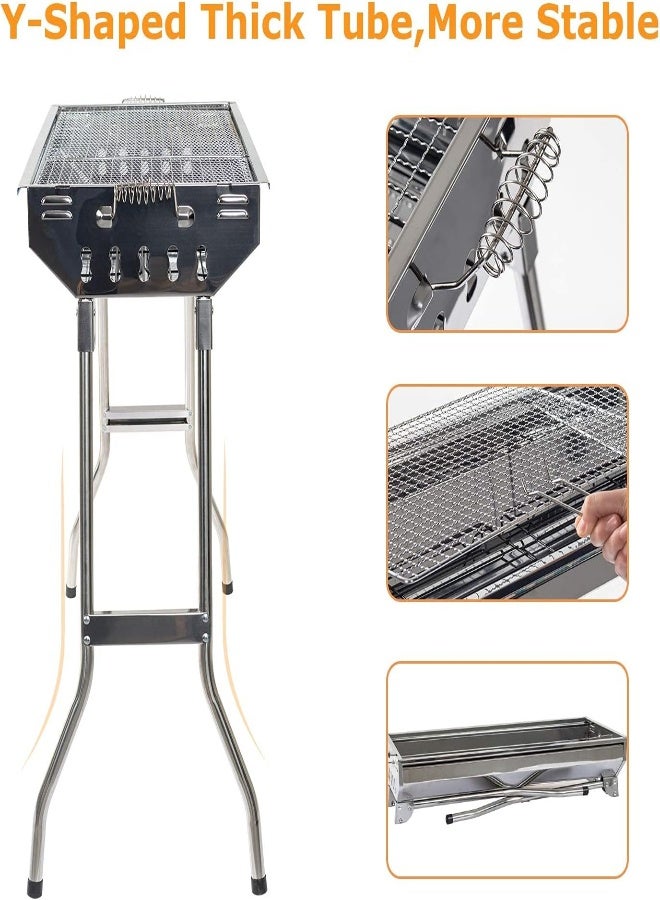 AKDC Grandma Shark Bbq Grill, Stainless Steel Barbecue Grill With Stand, Foldable And Portable Outdoor Charcoal Bbq, Suitable For 5-10 People (Vertical-Vent) - Image 3