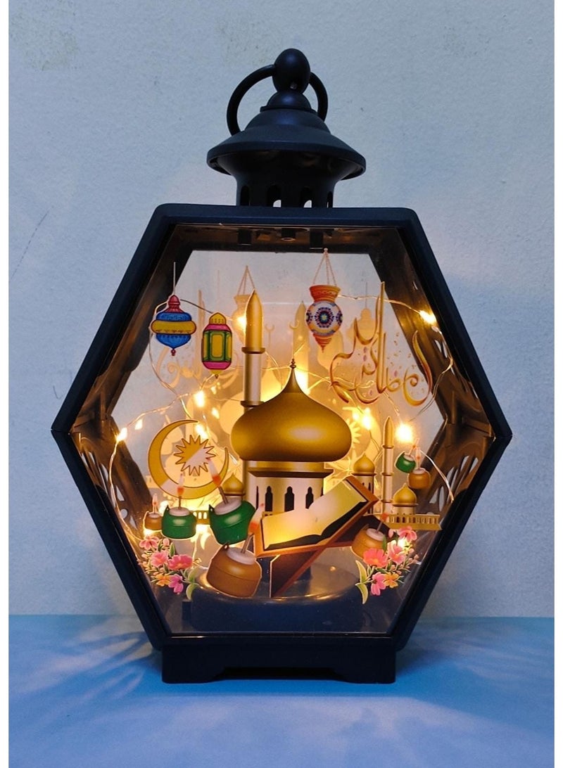 لاكوز مصباح LED إسلامي مزخرف بتصميم مسجد إسلامي وقرآن كريم، بإضاءة دافئة، مصباح ديكور منزلي - Image 2