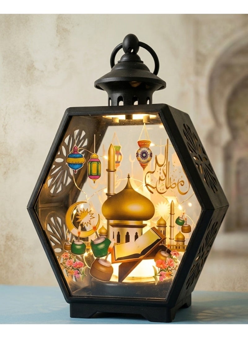 لاكوز مصباح LED إسلامي مزخرف بتصميم مسجد إسلامي وقرآن كريم، بإضاءة دافئة، مصباح ديكور منزلي - Image 5