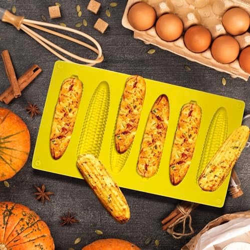 Sidosir 2Pcs Corn Stick Mold Silicone for Baking, 6-Cavity Corn Cob Silicone Molds for Bread, Non-Stick Cake Pan - Image 4