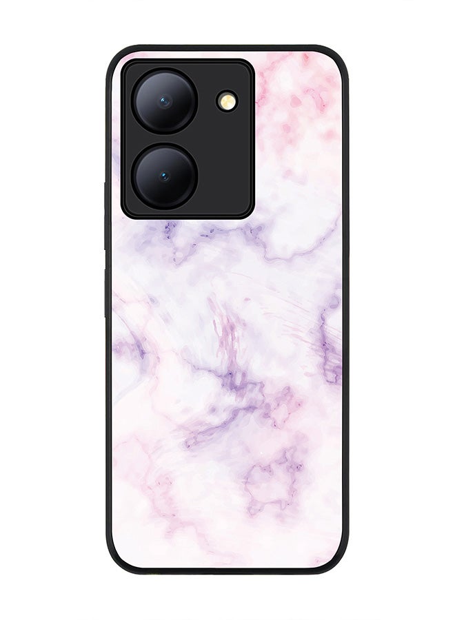 Stylizedd Rugged Black Edge case for Vivo Y36 / Vivo Y36 5G, Slim fit Soft Case Flexible Rubber Edges Anti Drop TPU Gel Thin Cover - Marble Print Cotton Candy - Image 1