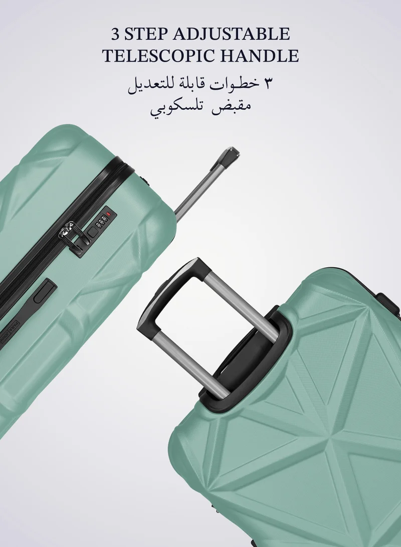 بارا جون Matrix 20-Inch Small ABS Hard Case Cabin Luggage Trolley Bag with 8 Spinner Wheels and Lock – Jungle Green