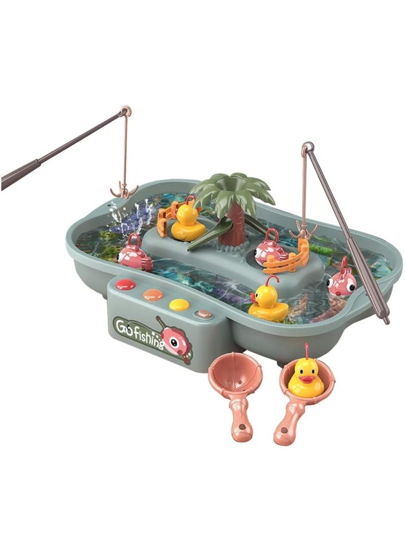 جيكون المياه تعميم الصيد لعبة مجلس اللعب مجموعة مع 3 البط ، 3 الأسماك ، 2 مغارف المياه و 2 أقطاب الصيد ، لعبة إلكترونية الصيد مجموعة مع 6 الموسيقى للأطفال الصغار - Image 1