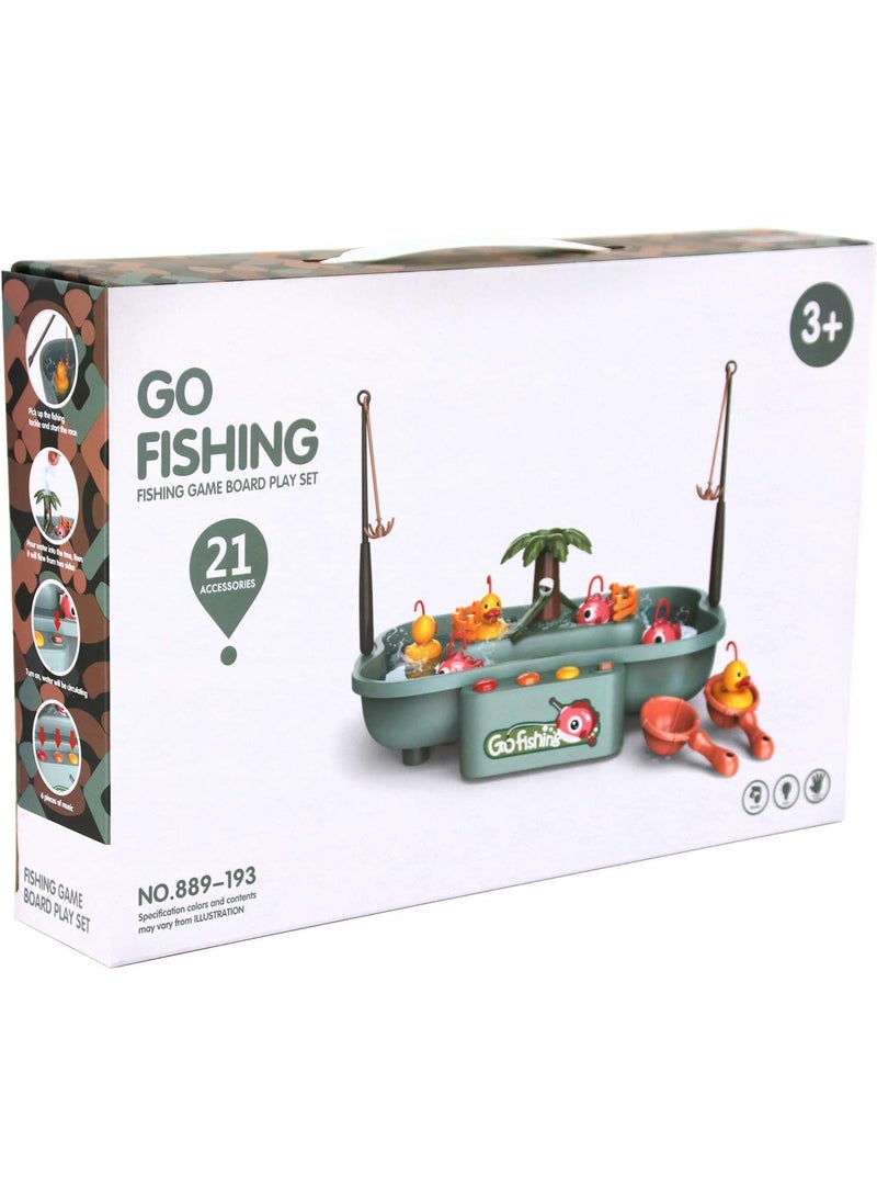 جيكون المياه تعميم الصيد لعبة مجلس اللعب مجموعة مع 3 البط ، 3 الأسماك ، 2 مغارف المياه و 2 أقطاب الصيد ، لعبة إلكترونية الصيد مجموعة مع 6 الموسيقى للأطفال الصغار - Image 5