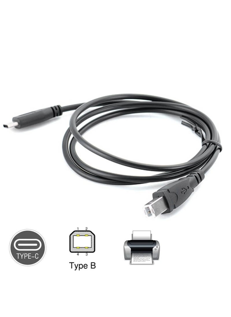 Generic Printer Scanner Cable USB 2.0 Type C to Type B 28/24 AWG Gauge High Performance For Computer and mobile - Black  - Image 2