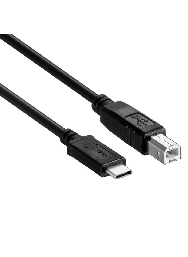 Generic Printer Scanner Cable USB 2.0 Type C to Type B 28/24 AWG Gauge High Performance For Computer and mobile - Black  - Image 1