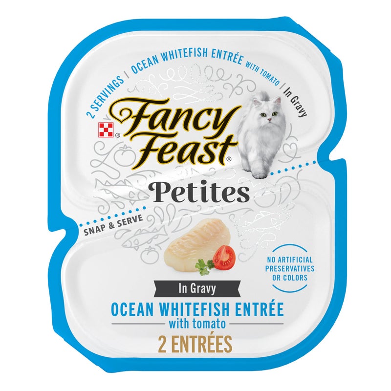 Fancy Feast Purina Fancy Feast Petites Ocean Whitefish Entree With Tomato in Gravy Gourmet Wet Cat Food - (Pack of 12) 2.8 oz. Tubs - Image 1