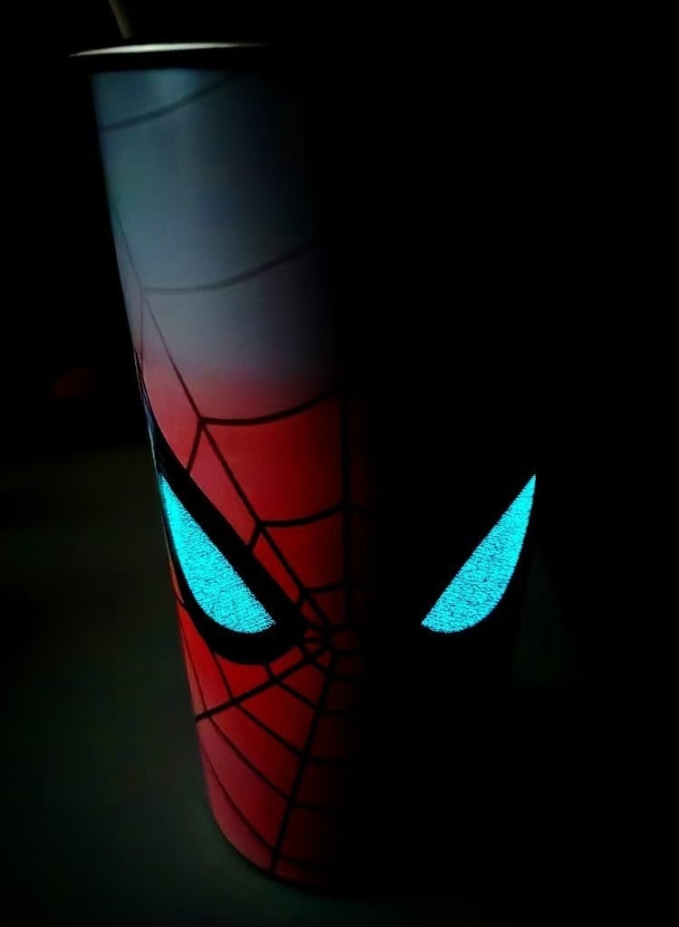 SPIDERMAN Color Changing Spider Web Tumbler Cup With Lid And Straw Glow In The Dark Cool Party Drink Cup 500ML - Image 3