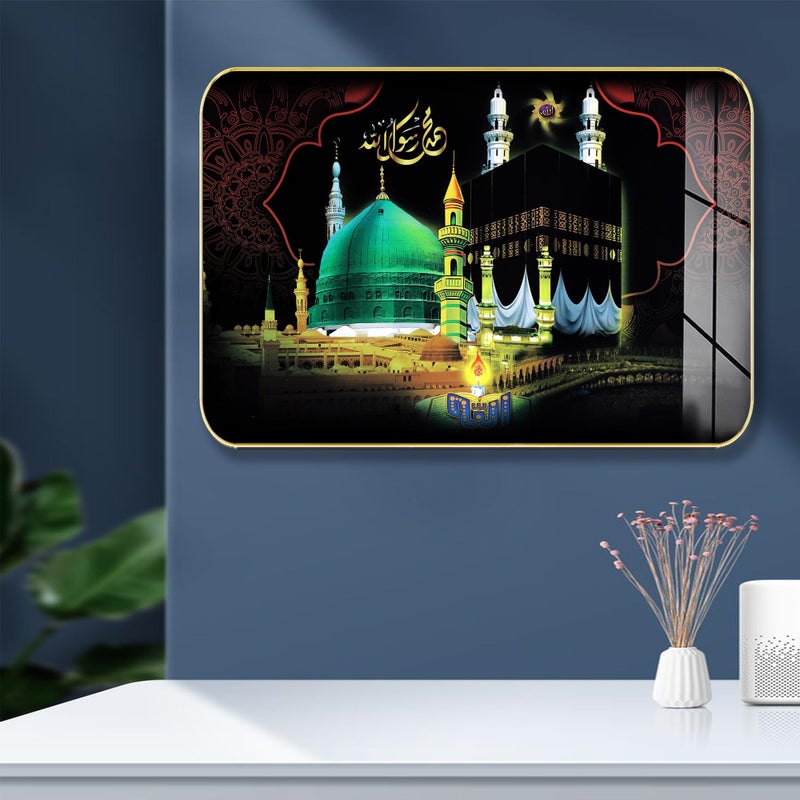 Masstone Premium Crystal Muslim Islamic High Gloss Surface with Golden Slim Frame, 45x30 cm – Wall Art for Living Room, Bedroom, and Office Décor (CRG27) - Image 5