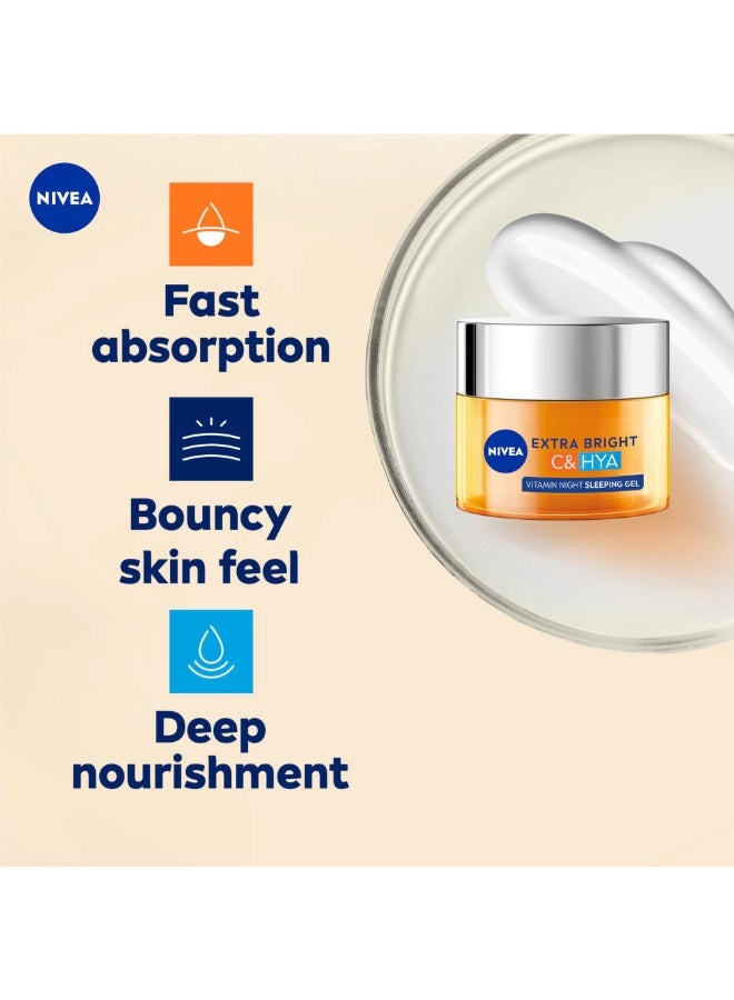 NIVEA Face Extra Bright C&Hya Vitamin Night Sleeping Gel 50ml / Skin Care / Vitamin C / 3X Hyaluron / Hydration - Image 4