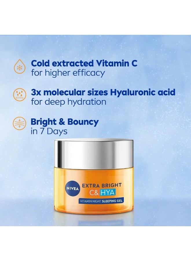NIVEA Face Extra Bright C&Hya Vitamin Night Sleeping Gel 50ml / Skin Care / Vitamin C / 3X Hyaluron / Hydration - Image 2
