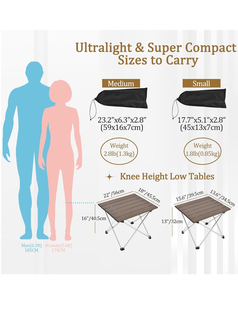Generic Medium Folding Camping Table with Aluminum Table Top, Beach Table for Sand with Carrying Bag,Prefect for Outdoor, Picnic, BBQ, Cooking, Festival (Brown) - Image 2
