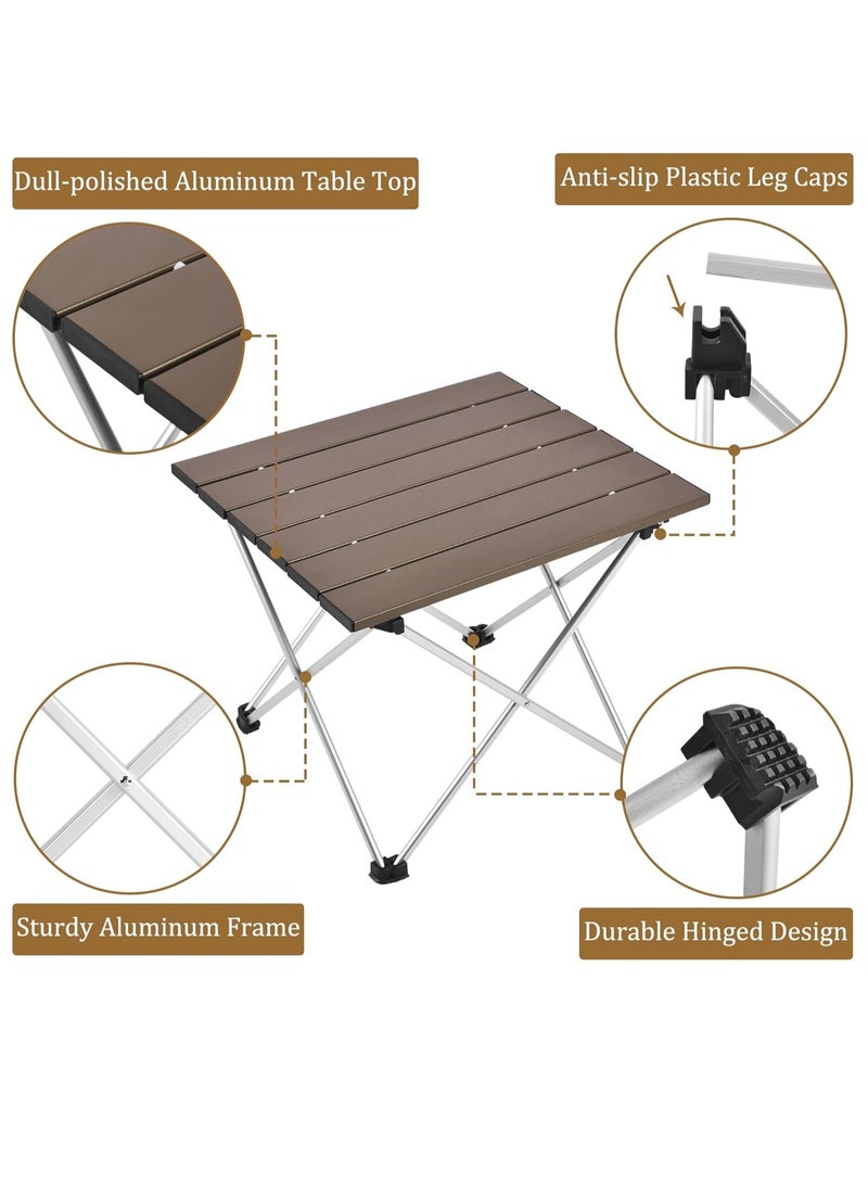Generic Medium Folding Camping Table with Aluminum Table Top, Beach Table for Sand with Carrying Bag,Prefect for Outdoor, Picnic, BBQ, Cooking, Festival (Brown) - Image 3