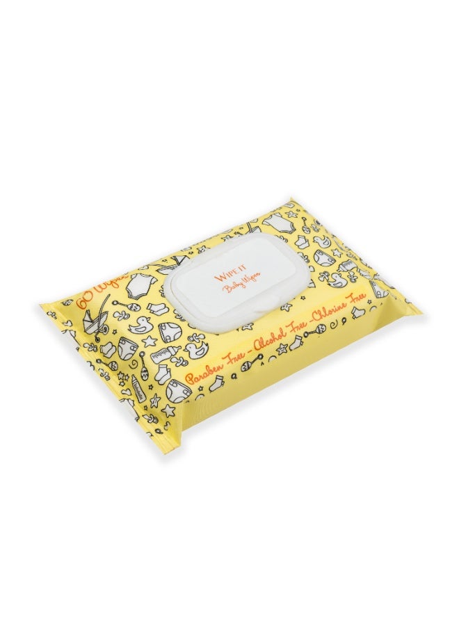 وايب ات Wipe It Baby Wipes مناديل أطفال مبللة، 60 منديل، خالية من الكحول والبارابين والكلورين، مناسبة للعناية اليومية - Image 4